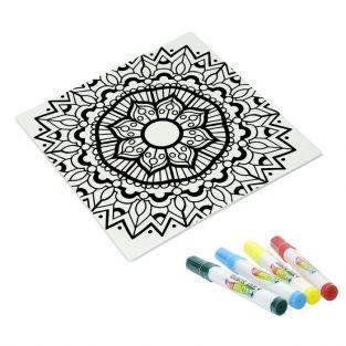 Coffret DIY - dessous de plat carré en céramique + 4 feutres