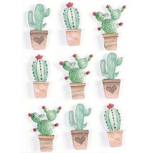 9 stickers 3D - Cactus mexicains 4,5 cm