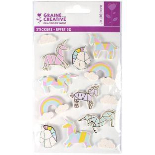 13 stickers 3D - Licornes 5 cm