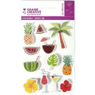 12 pegatinas 3D - Tropical 5,5 cm