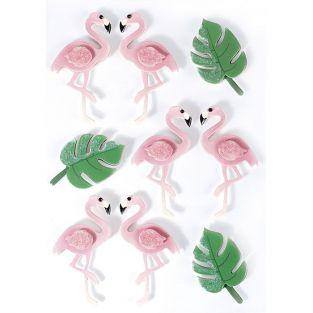 3D stickers x 9 - Flamingos 5,5 cm