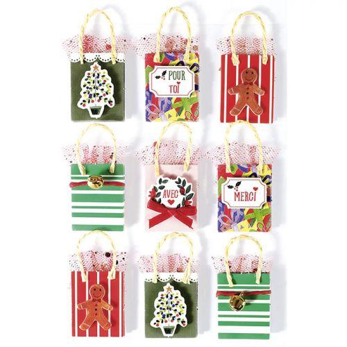 9 stickers 3D de Noël - Sac cadeau 5 cm 9 stickers 3D de Noël - Sac cadeau 5 cm