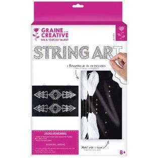 Coffret String Art - Tableau noir Flèches déco art filaire 22 x 22 cm