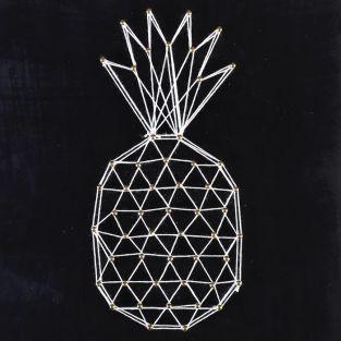 Cuadro negro de madera String Art - Piña 22 x 22 cm