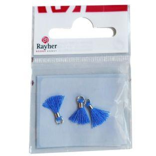 3 Mini-tassels with eyelet 15 mm - blue