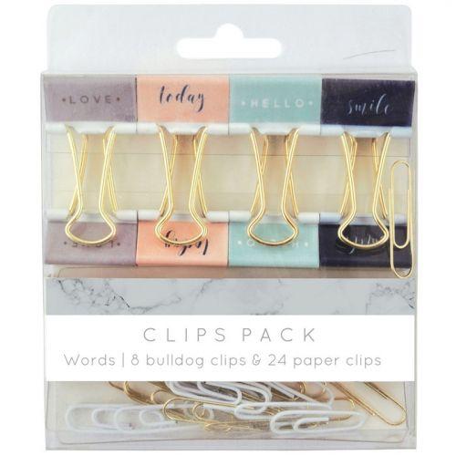 8 wire clips & 24 paperclips - words 8 wire clips & 24 paperclips - words