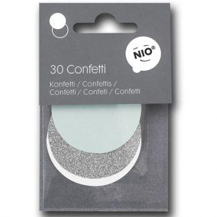 30 confettis argent et bleu menthe