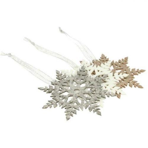 3 felt snowflakes with glitter 3 felt snowflakes with glitter