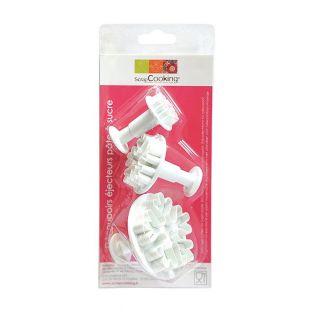 3 sugar paste cutters & ejectors - Snowflakes