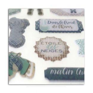 28 stickers epoxy pour scrapbooking - Noël givré