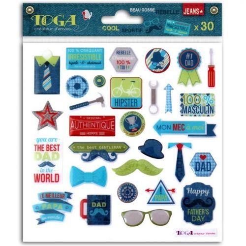 30 stickers epoxy pour scrapbooking - 100% Masculin 30 stickers epoxy pour scrapbooking - 100% Masculin