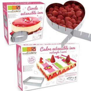 3 adjustable cake rings - heart, circle & rectangle