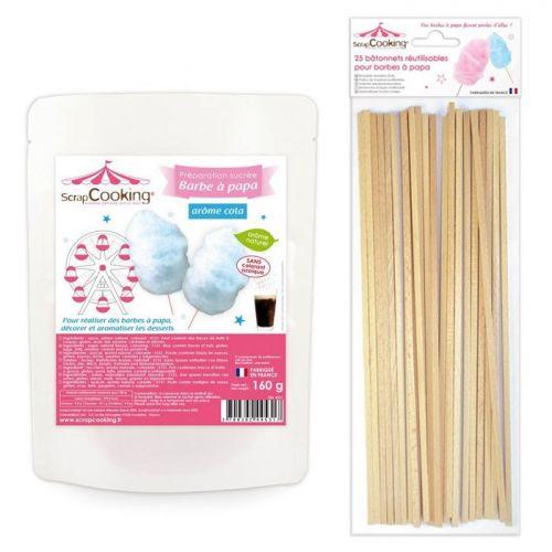 Préparation barbe à papa bleue 160 g + 25 bâtonnets Préparation barbe à papa bleue 160 g + 25 bâtonnets