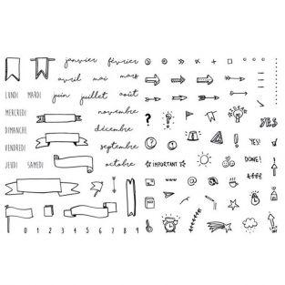 Set 30 clear stamps for Bullet Journal