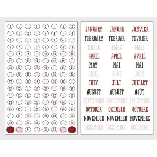 Stickers calendrier 4 planches - Mois & dates Stickers calendrier 4 planches - Mois & dates