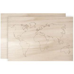 Mappemonde en bois à décorer 42 x 29,7 cm