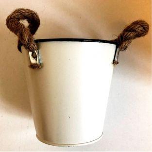 Mini seau blanc de jardin en zinc  Ø 13 cm x 12 cm