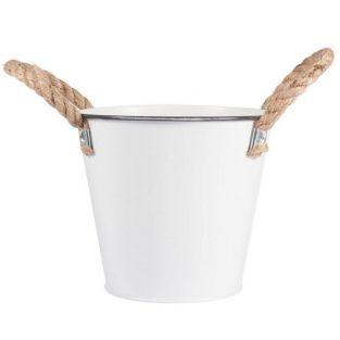Mini seau blanc de jardin en zinc  Ø 10,5 cm x 10,5 cm