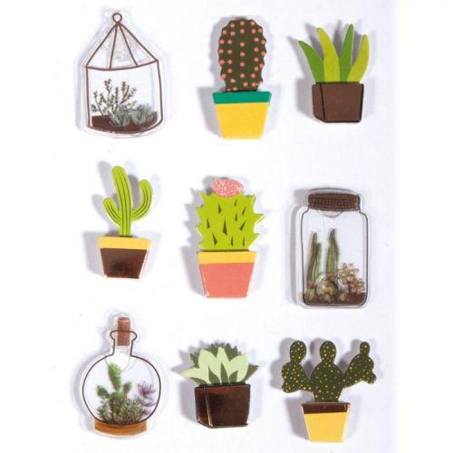3D cactus & botanical stickers 4 cm x 9 3D cactus & botanical stickers 4 cm x 9
