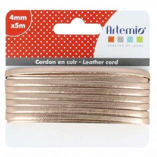 Cordon en cuir 5 m x 4 mm - cuivré