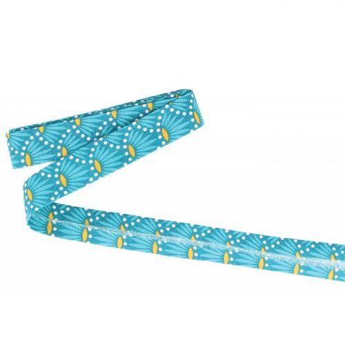 Biais de couture 3 m x 20 mm - Bleu clair à fleurs Biais de couture 3 m x 20 mm - Bleu clair à fleurs