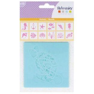 12 stencils Mermaid 9 x 9 cm