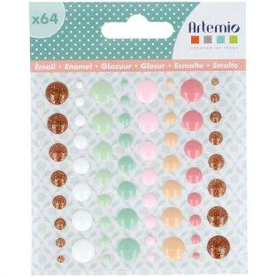 64 gouttes en émail - Multicolore
