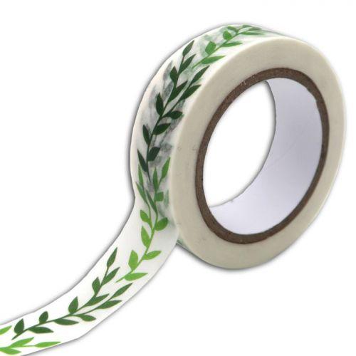 Masking tape 10 m x 1,5 cm - Feuillage vert Masking tape 10 m x 1,5 cm - Feuillage vert