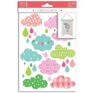 Textile thermocollant 15 x 21 cm - Nuages fille