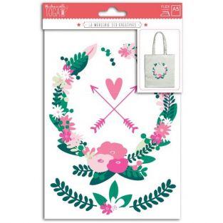 Fusible fabric 15 x 21 cm - Flower wreath