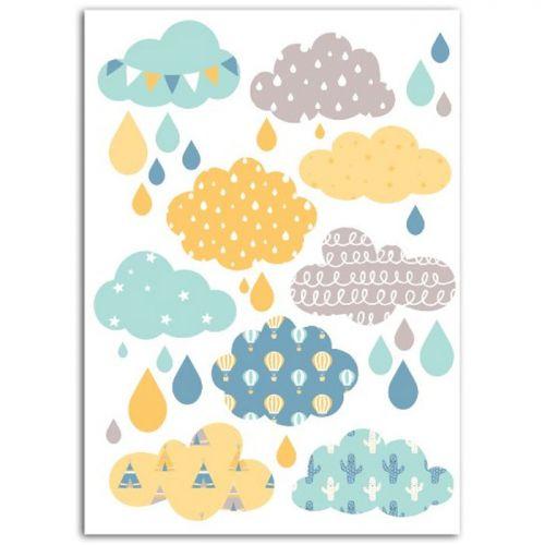 Fusible fabric 15 x 21 cm - Boy's Clouds Fusible fabric 15 x 21 cm - Boy's Clouds