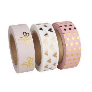 3 masking tapes 10 m - Rose-doré
