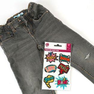 6 patchs textiles thermocollants Hot Fix - Interjections
