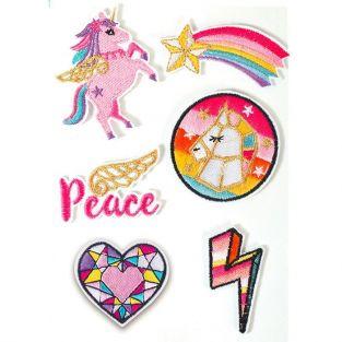 6 Hot Fix fusible textile patches - Unicorn
