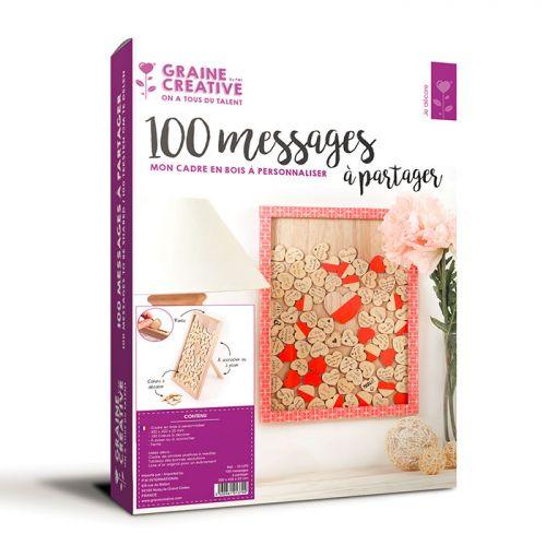 Cadre en bois personnalisable 30 x 42 cm - 100 messages coeurs Cadre en bois personnalisable 30 x 42 cm - 100 messages coeurs