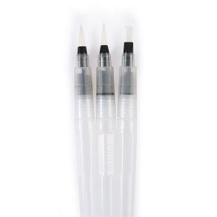 Set de 3 pinceaux à réservoir d'eau - 2 ronds et 1 plat