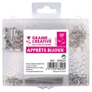 Coffret d'apprêts à bijoux argentés x 400