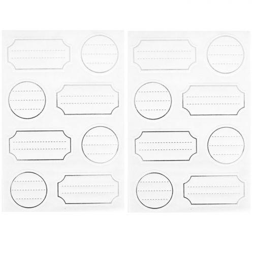 128 étiquettes autocollantes blanches à contour argenté 128 étiquettes autocollantes blanches à contour argenté