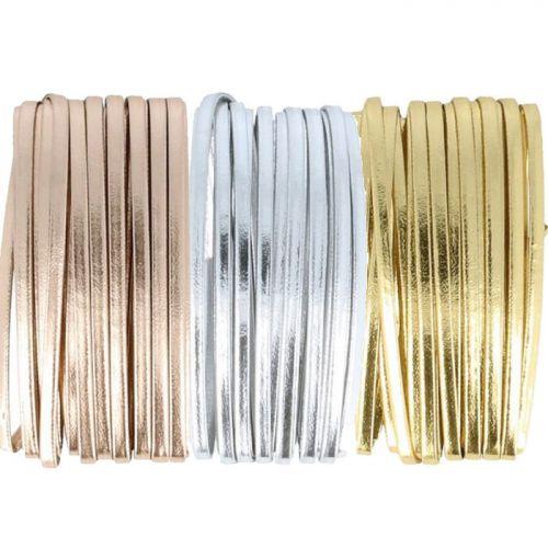 3 cordons en cuir 5 m x 4 mm - doré, argenté, cuivré 3 cordons en cuir 5 m x 4 mm - doré, argenté, cuivré