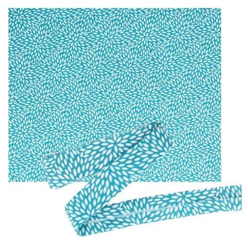 Tissu 55 x 45 cm & biais de couture 3 m x 2 cm - Bleu clair à pétales blancs Tissu 55 x 45 cm & biais de couture 3 m x 2 cm - Bleu clair à pétales blancs