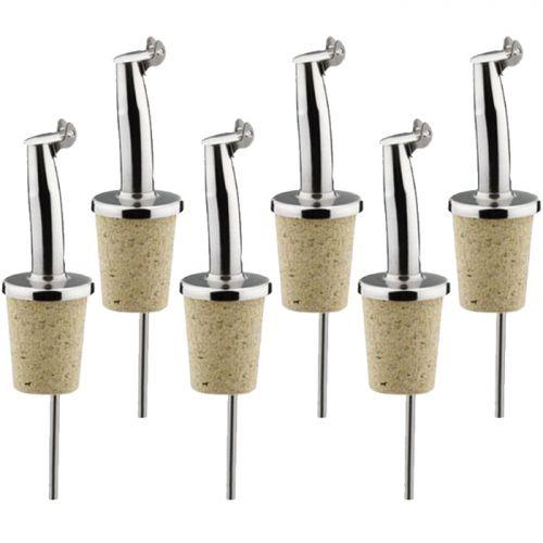 6 bottle pourers with cap - stainless steel & cork 6 bottle pourers with cap - stainless steel & cork