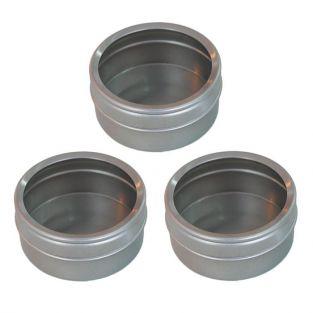 3 boîtes métalliques à couvercle transparent 5,3 x 2,5 cm