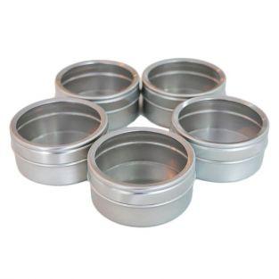 5 metal boxes with transparent lid 5,3 x 2,5 cm