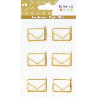 6 Trombones enveloppes dorés 3 x 2 cm