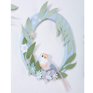 6 decorative feathered birds - pastel colors