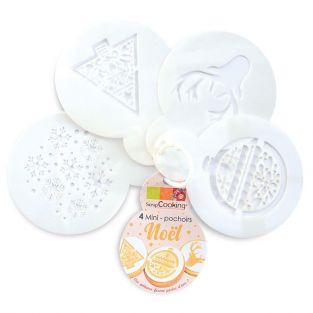 Set de 4 petits pochoirs à gâteaux Noël Ø 8,5 cm