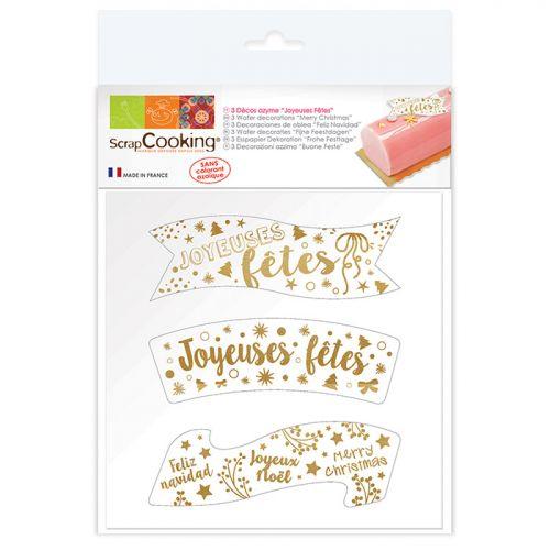Décors azyme dorés Joyeuses fêtes Décors azyme dorés Joyeuses fêtes