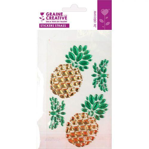 4 stickers strass 15 x 9,5 cm - Ananas 4 stickers strass 15 x 9,5 cm - Ananas