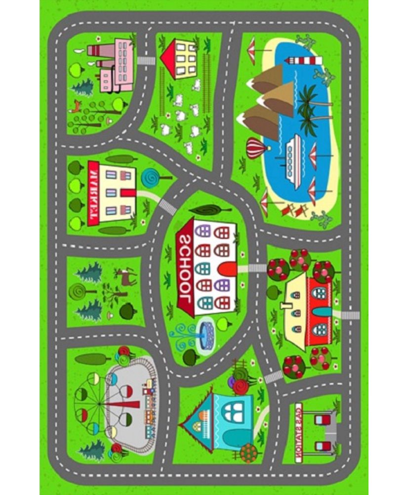 Tapis enfant Circuit de voiture 100 x 160 cm - Vert Tapis enfant Circuit de voiture 100 x 160 cm - Vert