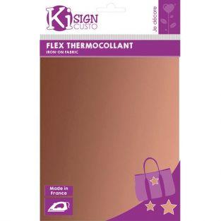 Tissu thermocollant 20 x 15 cm - Effet métal cuivré
